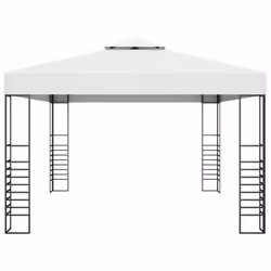 vidaXL Garden Gazebo Powder-Coated Steel White Outdoor Canopy Shelter