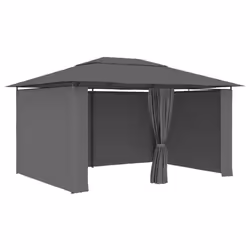 vidaXL Garden Marquee with Curtains 4m Anthracite Outdoor Canopies Gazebos