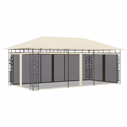 vidaXL Gazebo with Mosquito Net 6x3x2.73m Cream Outdoor Canopy Wedding Tent