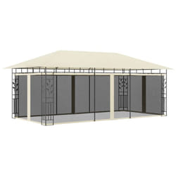 vidaXL Gazebo with Mosquito Net 6x3x2.73m Cream Outdoor Canopy Wedding Tent
