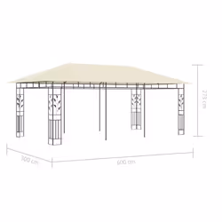 vidaXL Gazebo with Mosquito Net 6x3x2.73m Cream Outdoor Canopy Wedding Tent - Additional view 5