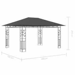 vidaXL Gazebo with Mosquito Net 4x3x2.73m Anthracite 180g/mÂ² Outdoor Canopy - Additional view 5