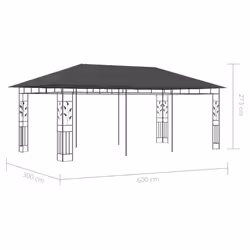 vidaXL Gazebo with Mosquito Net 6x3x2.73m Anthracite Outdoor Canopy Sunshade - Additional view 5