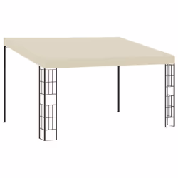 vidaXL Wall-mounted Gazebo Pavilion Canopy Shelter Tent 3x4 m Cream Fabric