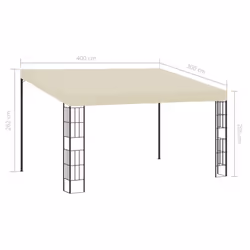 vidaXL Wall-mounted Gazebo Pavilion Canopy Shelter Tent 3x4 m Cream Fabric - Additional view 5