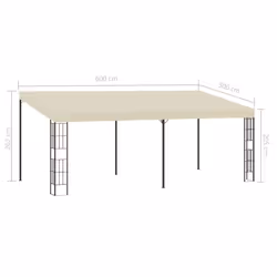 vidaXL Wall-mounted Gazebo Pavilion Canopy Shelter Tent 3x6 m Cream Fabric - Additional view 5