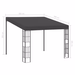 vidaXL Wall-mounted Gazebo 3x3m Anthracite Fabric Outdoor Canopy Pavilion - Additional view 5