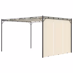 vidaXL Garden Gazebo with Side Curtain 4x3x2.25m Cream Patio Pavilion Shelter - Additional view 3