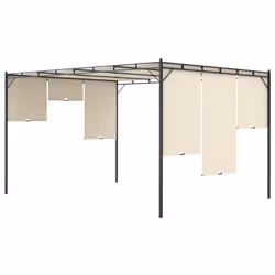 vidaXL Garden Gazebo with Side Curtain 4x3x2.25m Cream Patio Pavilion Shelter - Additional view 4