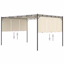 vidaXL Garden Gazebo with Side Curtain 4x3x2.25m Cream Patio Pavilion Shelter - Additional view 5