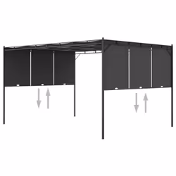 vidaXL Garden Gazebo with Side Curtain 4x3x2.25m Anthracite Patio Pavilion - Additional view 5