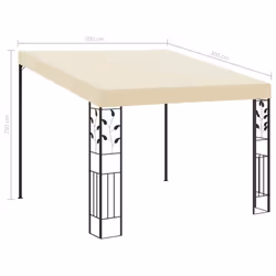vidaXL Wall-mounted Gazebo 3x3x2.5m Cream Patio Garden Pavilion Sun Shelter - Additional view 5