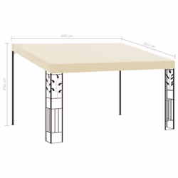 vidaXL Wall-mounted Gazebo 4x3x2.5m Cream Patio Garden Pavilion Sun Shelter - Additional view 5