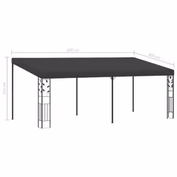 vidaXL Wall-mounted Gazebo 6x3x2.5m Anthracite Garden Pavilion Sun Shelter - Additional view 5