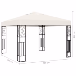 vidaXL Gazebo 3m Cream Fabric Spacious Outdoor Canopy Shelter Picnic Tent - Additional view 4