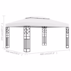 vidaXL Gazebo with Double Roof White Outdoor Canopy Shelter Party Tent Awning - Additional view 5