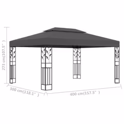 vidaXL Gazebo with Double Roof Anthracite Outdoor Canopy Shelter Party Tent - Additional view 5