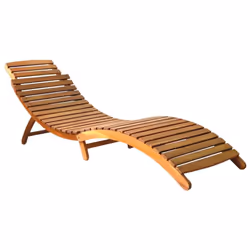 vidaXL Solid Acacia Wood Sun Lounger Brown Backyard Outdoor Lounge Day Sun Bed
