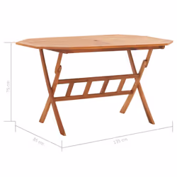 vidaXL Solid Acacia Wood Folding Garden Table 135cm Dining Kitchen Yard Desk - Additional view 7