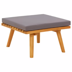 vidaXL Patio Footstool with Cushion 23.6""x23.6""x11.4"" Solid Acacia Wood