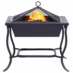 vidaXL Fire Pit Black 42x42x45 cm Steel Garden Burning Pit Bowl Patio Fireplace - Additional view 2