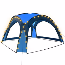 vidaXL Party Tent with LED and 4 Sidewalls Blue Garden Camping Canopy Gazebo