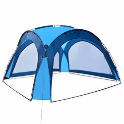 vidaXL Party Tent with LED and 4 Sidewalls Blue Garden Camping Canopy Gazebo