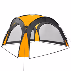 vidaXL Party Tent with LED and 4 Sidewalls Yellow Garden Camping Canopy Gazebo