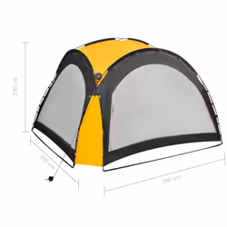 vidaXL Party Tent with LED and 4 Sidewalls Yellow Garden Camping Canopy Gazebo - Additional view 9