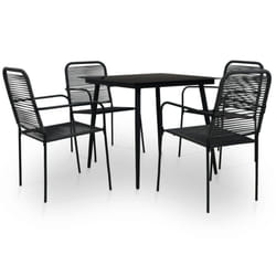 vidaXL 5 Piece Outdoor Dining Set Cotton Rope and Steel Black Furniture Set