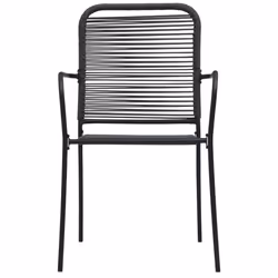 vidaXL 7 Piece Outdoor Dining Set Cotton Rope and Steel Black Furniture Set - Additional view 5