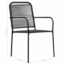 vidaXL 7 Piece Outdoor Dining Set Cotton Rope and Steel Black Furniture Set - Additional view 9