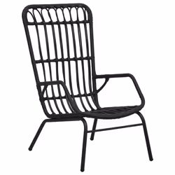 VidaXL 48581, Terrace, Padded seat, Polyrattan, Steel, Black, 750 mm, 535 mm
