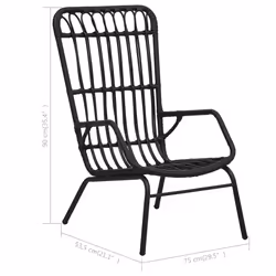 VidaXL 48581 outdoor chair Terrace Padded seat Polyrattan, Steel Black - Additional view 7