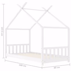 vidaXL Solid Pine Wood Kids Bed Frame Toddler Beds Multi Colours Multi Sizes - white, 80 x 160 cm