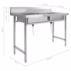 vidaXL Kitchen Sink Double Basin Stainless Steel Durable Solid Stable Sinks - Additional view 6
