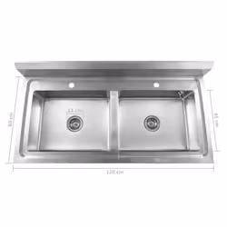 vidaXL Kitchen Sink Double Basin Stainless Steel Durable Solid Stable Sinks - Additional view 7