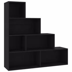 vidaXL Book Cabinet/Room Divider Black Engineered Wood File Stand Rack Unit