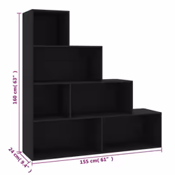 vidaXL Book Cabinet/Room Divider Black Engineered Wood File Stand Rack Unit