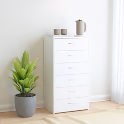 vidaXL Sideboard with 6 Drawers White Engineered Wood Drawer Storage Cabinet