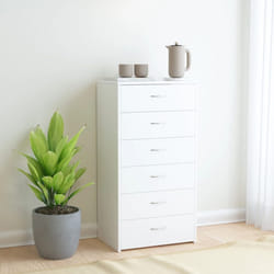 vidaXL Sideboard with 6 Drawers White Engineered Wood Drawer Storage Cabinet