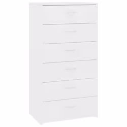 vidaXL Sideboard with 6 Drawers White Engineered Wood Drawer Storage Cabinet