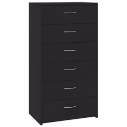 vidaXL Sideboard with 6 Drawers Black Engineered Wood Drawer Storage Cabinet