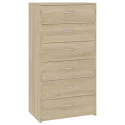 vidaXL Sideboard with 6 Drawers Sonoma Oak Engineered Wood Storage Cabinet - Additional view 2
