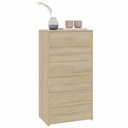 vidaXL Sideboard with 6 Drawers Sonoma Oak Engineered Wood Storage Cabinet - Additional view 3