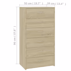 vidaXL Sideboard with 6 Drawers Sonoma Oak Engineered Wood Storage Cabinet - Additional view 6