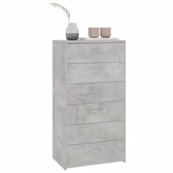vidaXL Sideboard with 6 Drawers Concrete Grey Engineered Wood Storage Cabinet