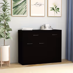 vidaXL Sideboard Black Engineered Wood Storage Cabinet Home Organiser Buffet
