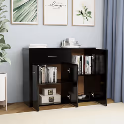 vidaXL Sideboard Black Engineered Wood Storage Cabinet Home Organiser Buffet