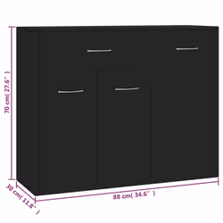 vidaXL Sideboard Black Engineered Wood Storage Cabinet Home Organiser Buffet - Additional view 7